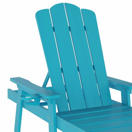 Flash Furniture Sonora Adjustable Adirondack Loungers w/Cup Holder, All-Weather Recycled HDPE, Blue, 2PK 2-LE-HMP-070-01-BL-GG